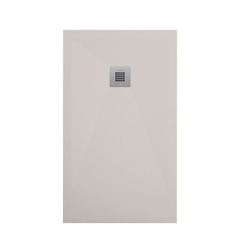Stone Plus Slate-Textured Shower Tray with Offset Drain - Floor Mount - 60 x 30" Resin/Gel Coat/Beige
