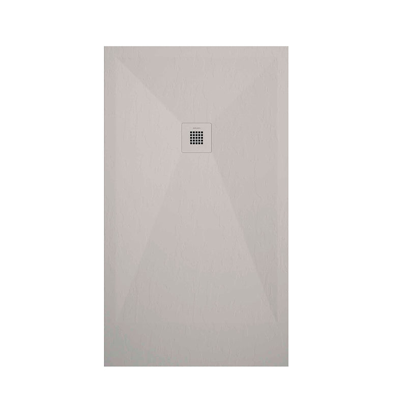 Stone Plus Slate-Textured Shower Tray with Offset Drain - Floor Mount - 60 x 30" Resin/Gel Coat/Beige