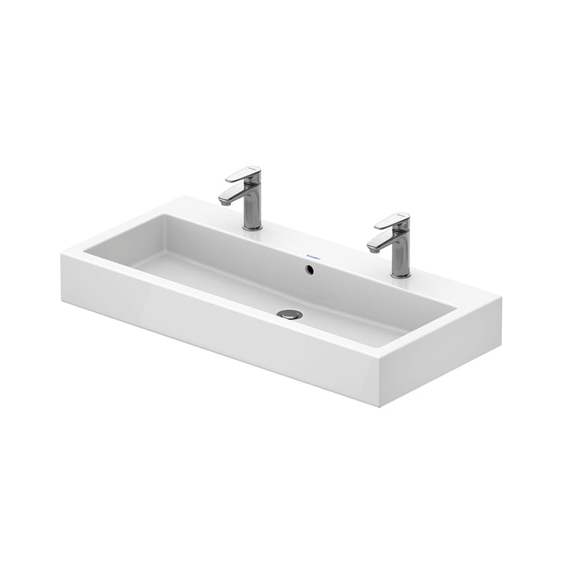 Vero Double Basin Bathroom Sink - Wall Or Over Mount - 40" Ceramic/White
