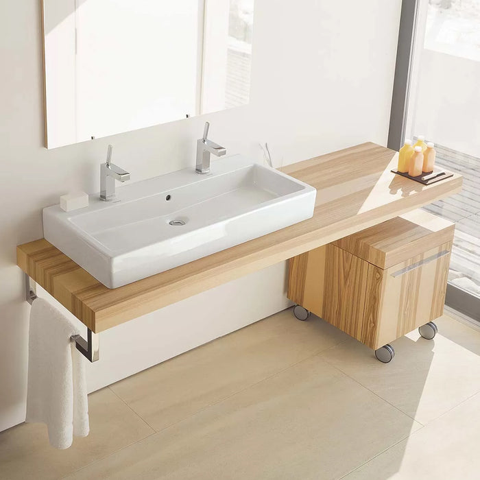 Vero Double Basin Bathroom Sink - Wall Or Over Mount - 40" Ceramic/White