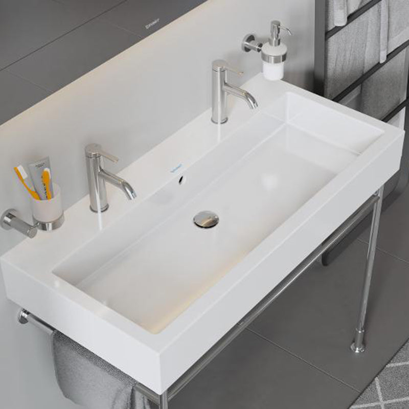 Vero Double Basin Bathroom Sink - Wall Or Over Mount - 40" Ceramic/White