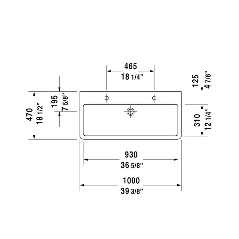 Vero Double Basin Bathroom Sink - Wall Or Over Mount - 40" Ceramic/White
