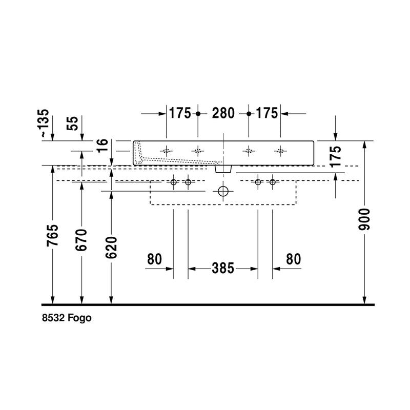Vero Double Basin Bathroom Sink - Wall Or Over Mount - 40" Ceramic/White