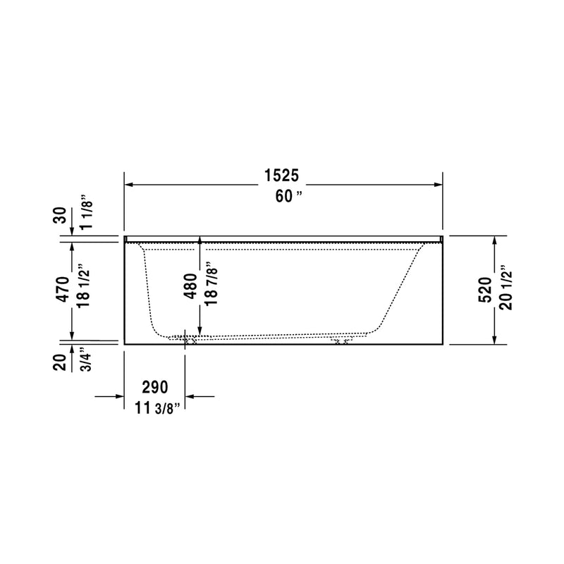 Architec Left Drain Bathtub - Drop-In - 60 x 30" Acrylic/White