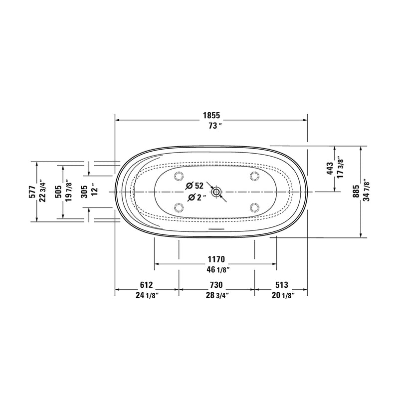 Capecod Bathtub - Free Standing - 73" Durasolid/White