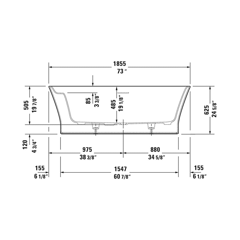 Capecod Bathtub - Free Standing - 73" Durasolid/White