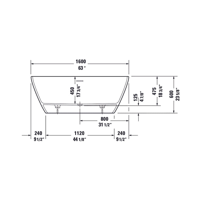 D-Neo Oval Bathtub - Free Standing - 63" Solid Surface/White