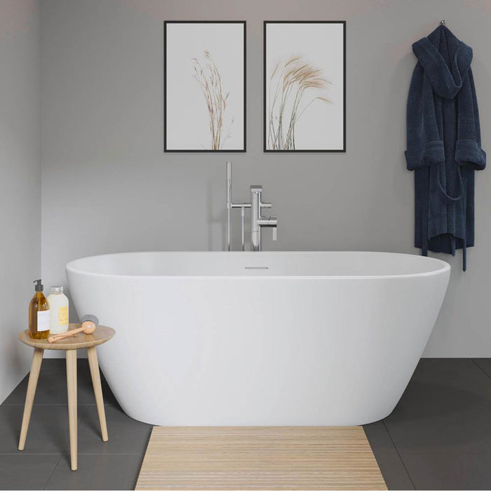 D-Neo Oval Bathtub - Free Standing - 63" Solid Surface/White