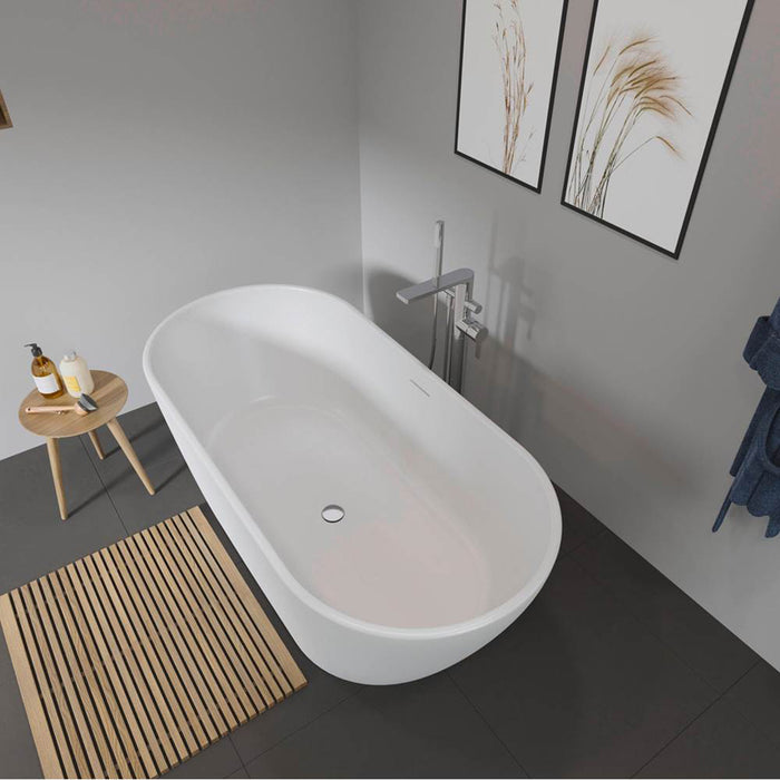 D-Neo Oval Bathtub - Free Standing - 63" Solid Surface/White