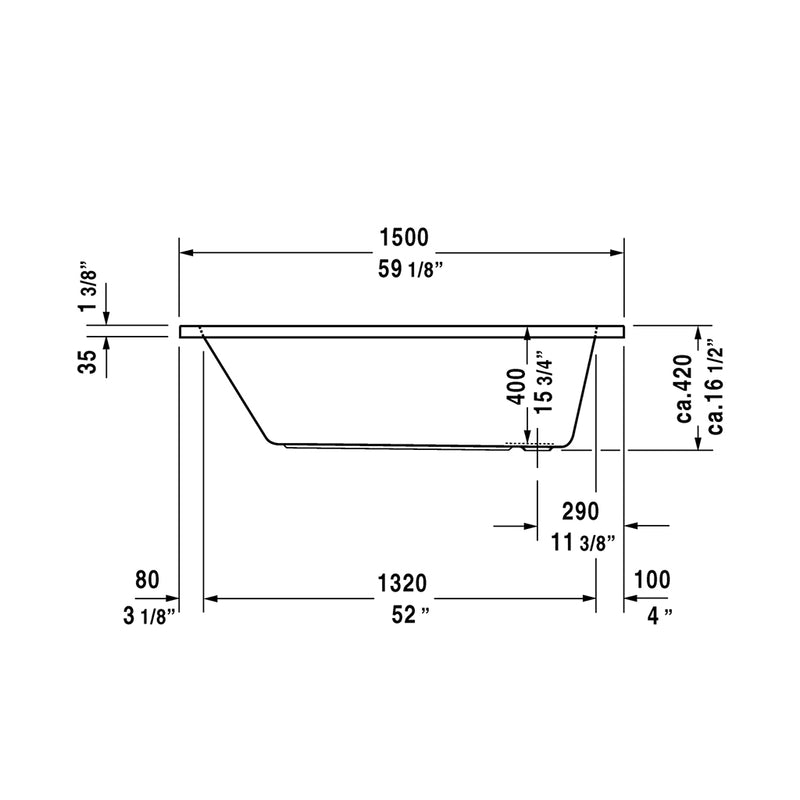 D-Code Reversible Drain Bathtub - Drop-In - 60 x 30" Acrylic/White