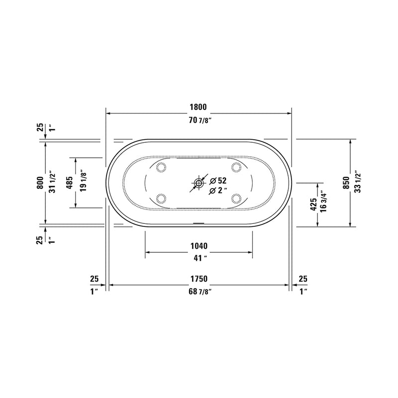 Luv Bathtub - Free Standing - 71" Resin/White