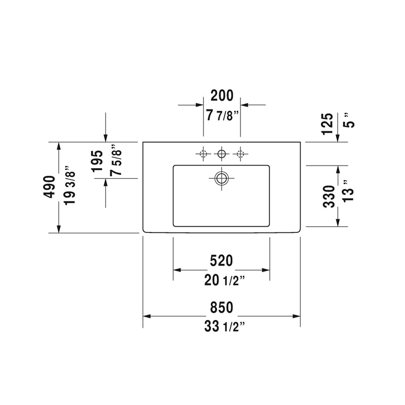 Vero Integrated Vanity Sink - Single Hole - 34" Porcelain/White