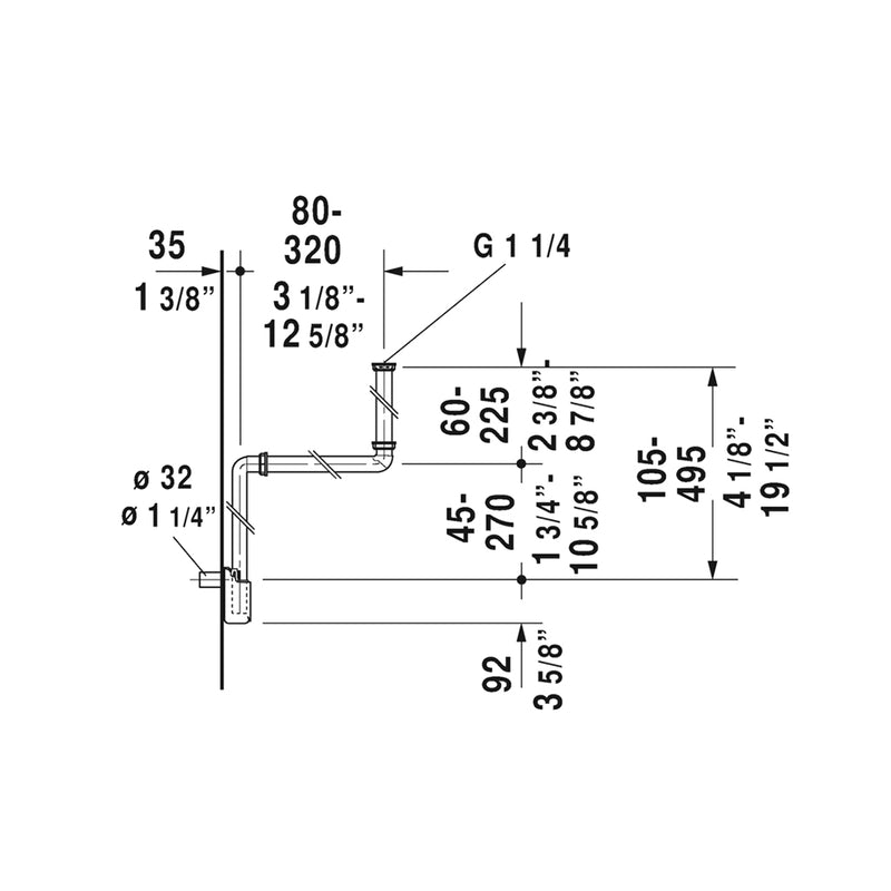 Universal Space Saving Sink Siphon - Under Mount - 2" Pvc/White
