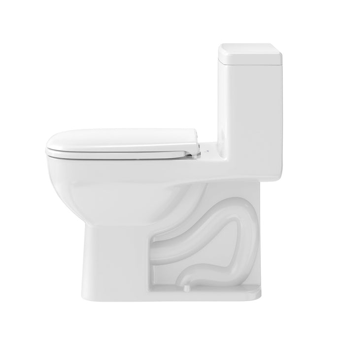 D-Code Complete Single Flush Left Lever One Piece Toilet - Floor Mount - 16" Porcelain/White