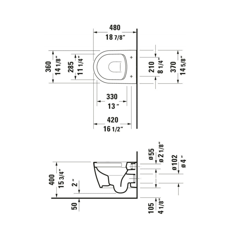 Me By Starck Compact Round Complete Wall Toilet - Wall Mount - 15" Vitreous China/White