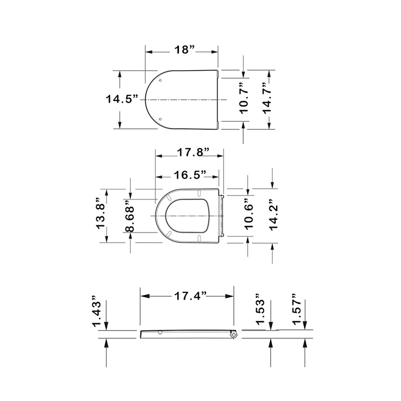 Me By Starck Round Complete Wall Toilet - Wall Mount - 15" Vitreous China/White