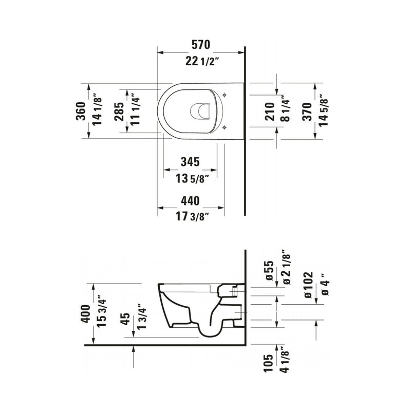 Me By Starck Round Complete Wall Toilet - Wall Mount - 15" Vitreous China/White
