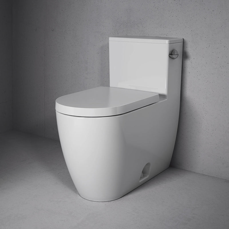 ME By Starck Elongated Complete Single Flush Right Lever One Piece Toilet - Floor Mount - 16" Porcelain/White