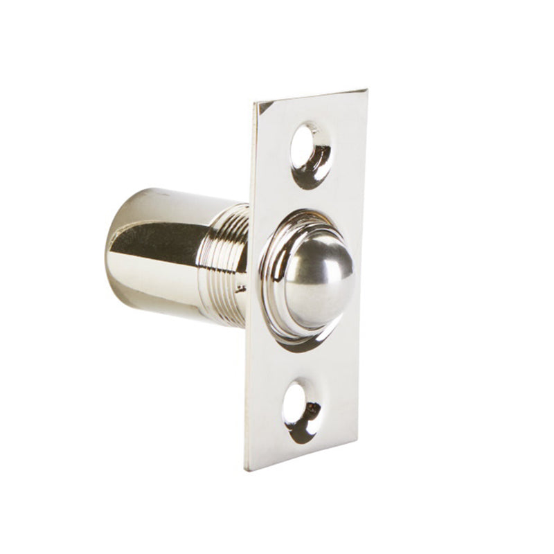 Square Ball Catch - Door Mount - 2" Brass/Polished Nickel