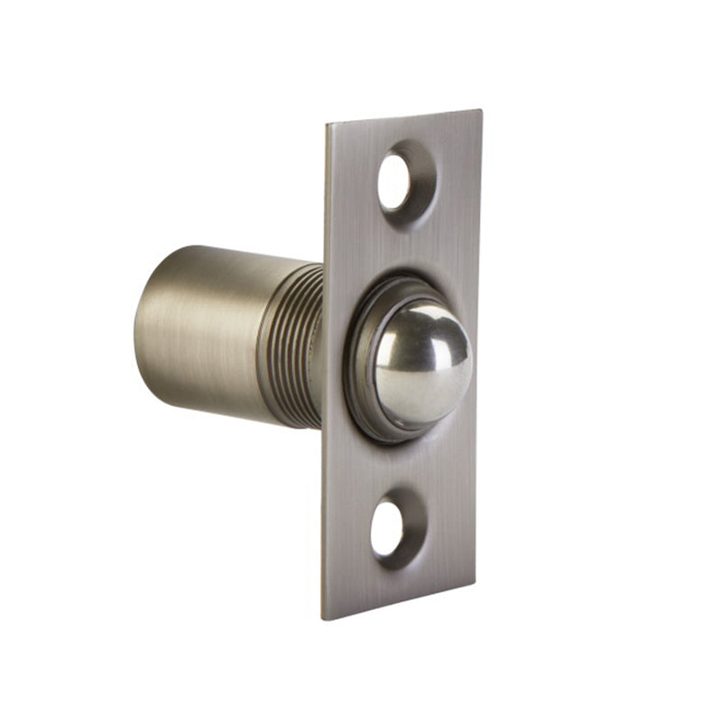 Square Ball Catch - Door Mount - 2" Brass/Pewter