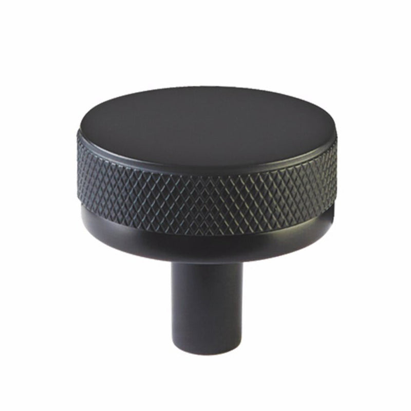 Select Conical Knurled Cabinet Knob - Cabinet Mount - 2" Brass/Flat Black