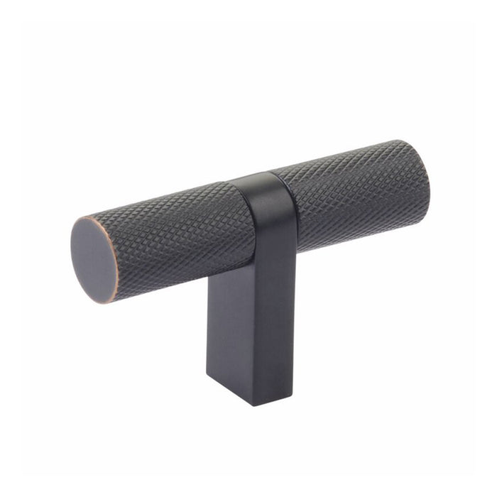 Select Stem Rectangular Knurled T- Cabinet Knob - Cabinet Mount - 3" Brass/Oil Rubbed Bronze