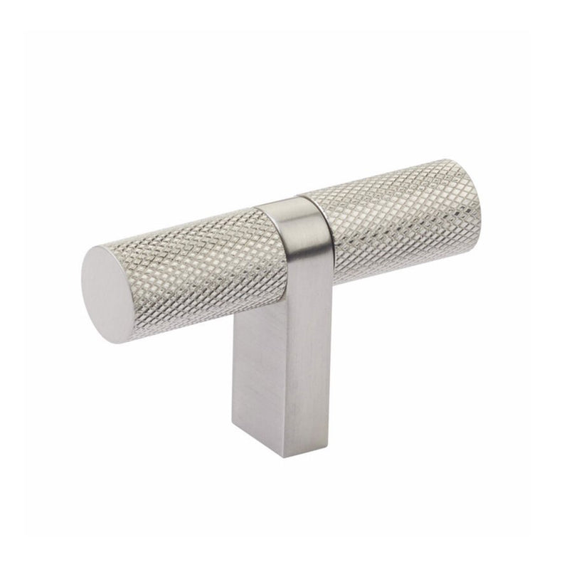 Select Stem Rectangular Knurled T- Cabinet Knob - Cabinet Mount - 3" Brass/Satin Nickel