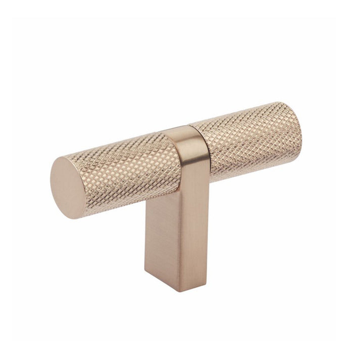 Select Stem Rectangular Knurled T- Cabinet Knob - Cabinet Mount - 3" Brass/Satin Copper