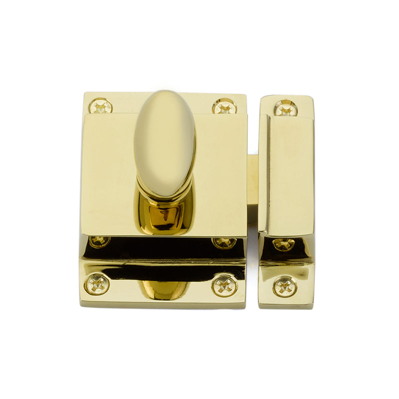 Square Cabinet Latch - Cabinet Mount - 2" Brass/Polished Brass