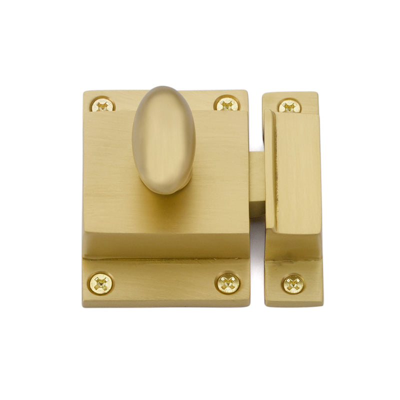 Square Cabinet Latch - Cabinet Mount - 2" Brass/Satin Brass