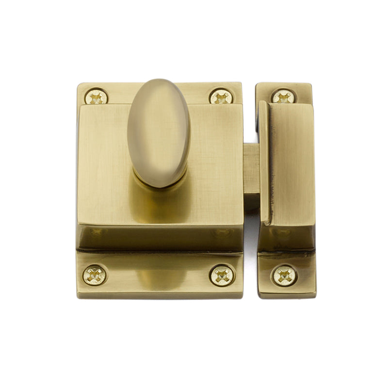 Square Cabinet Latch - Cabinet Mount - 2" Brass/French Antique