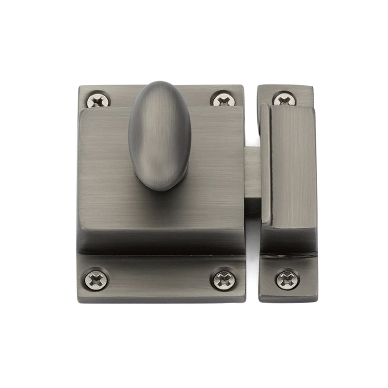 Square Cabinet Latch - Cabinet Mount - 2" Brass/Pewter