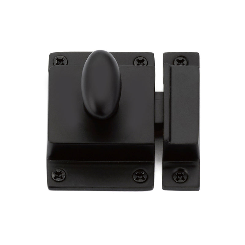 Square Cabinet Latch - Cabinet Mount - 2" Brass/Flat Black