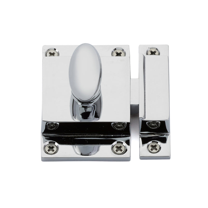Square Cabinet Latch - Cabinet Mount - 2" Brass/Polished Chrome