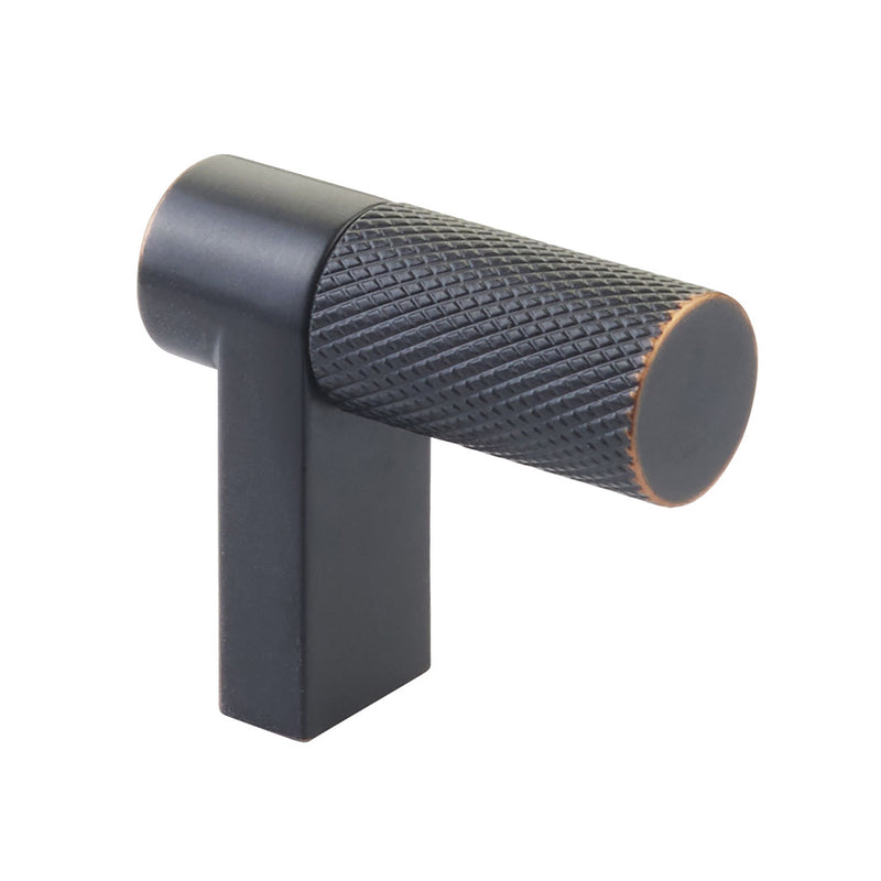 Select Stem Rectangular Knurled Cabinet Finger Pull - Cabinet Mount - 2" Brass/Oil Rubbed Bronze