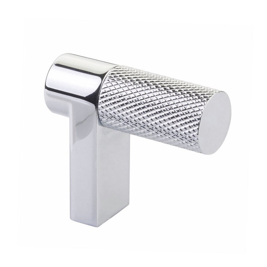 Select Stem Rectangular Knurled Cabinet Finger Pull - Cabinet Mount - 2" Brass/Polished Chrome