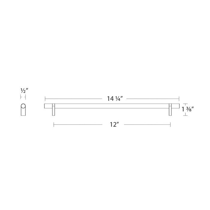 Select Stem Rectangular Bar Knurled Cabinet Pull Handle - Cabinet Mount - 12" Brass/Satin Brass/Flat Black