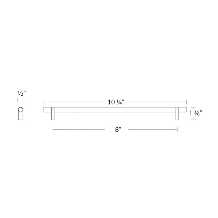 Select Stem Rectangular Bar Knurled Cabinet Pull Handle - Cabinet Mount - 8" Brass/Satin Copper