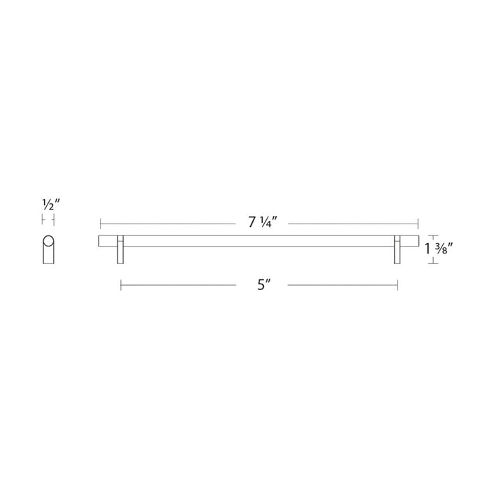 Select Stem Rectangular Bar Knurled Cabinet Pull Handle - Cabinet Mount - 5" Brass/Polished Chrome