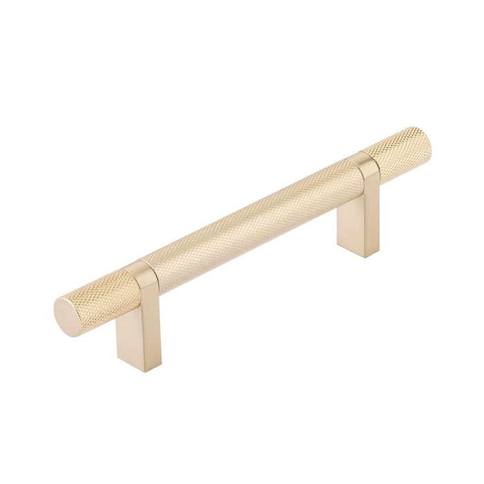 Select Stem Rectangular Bar Knurled Cabinet Pull Handle - Cabinet Mount - 4" Brass/Satin Brass