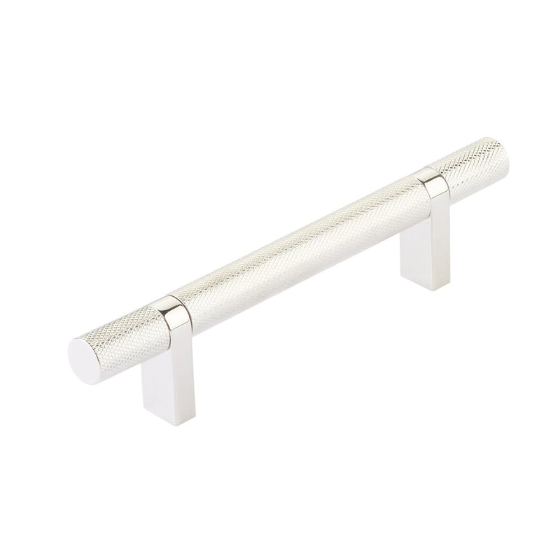 Select Stem Rectangular Bar Knurled Cabinet Pull Handle - Cabinet Mount - 4" Brass/Polished Nickel