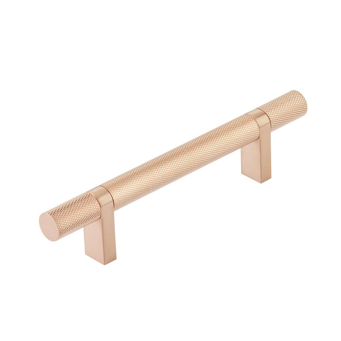 Select Stem Rectangular Bar Knurled Cabinet Pull Handle - Cabinet Mount - 4" Brass/Satin Copper