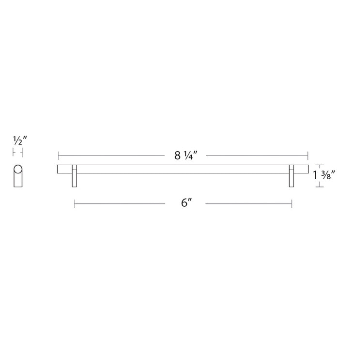 Select Stem Rectangular Bar Smooth Cabinet Pull Handle - Cabinet Mount - 6" Brass/Satin Brass