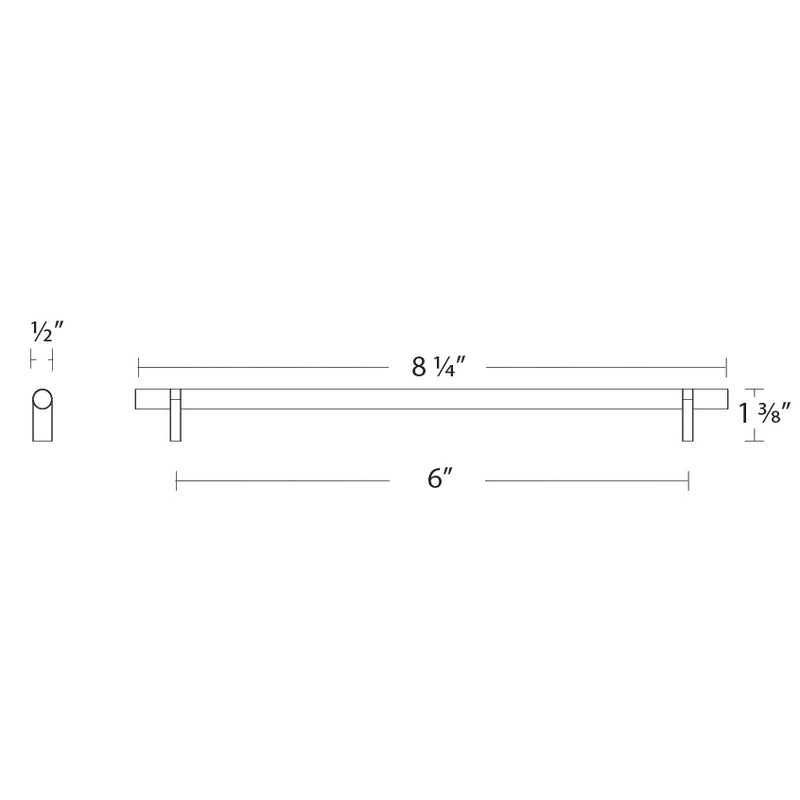 Select Stem Rectangular Bar Smooth Cabinet Pull Handle - Cabinet Mount - 6" Brass/Satin Nickel