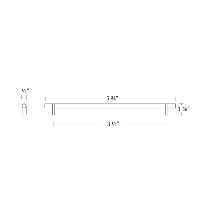 Select Stem Rectangular Bar Smooth Cabinet Pull Handle - Cabinet Mount - 3" Brass/Polished Chrome/Satin Copper