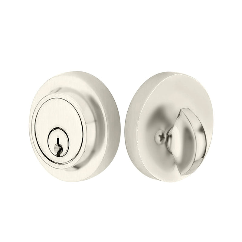 Modern Round Single Cylinder Deadbolt - Door Mount - 2" Brass/Satin Nickel