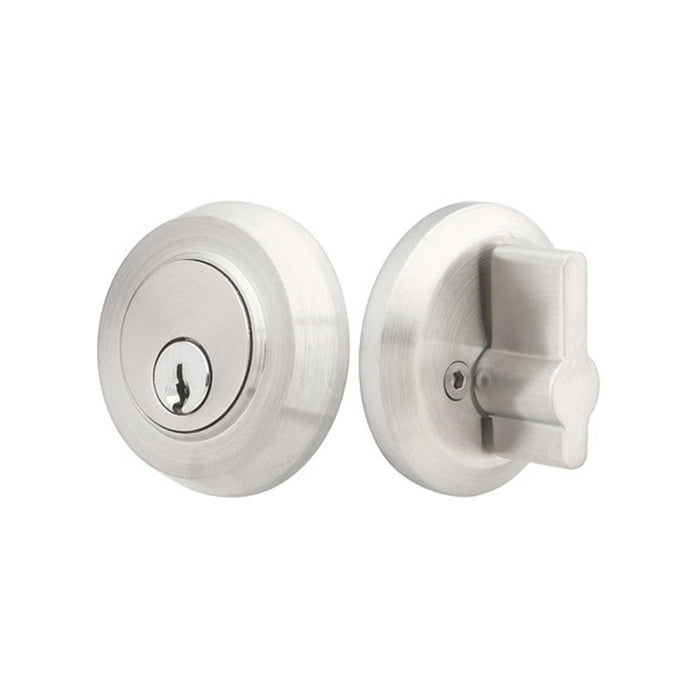 Round Single Cylinder Deadbolt - Door Mount - 2" Stainless Steel/Brushed Stainless Steel