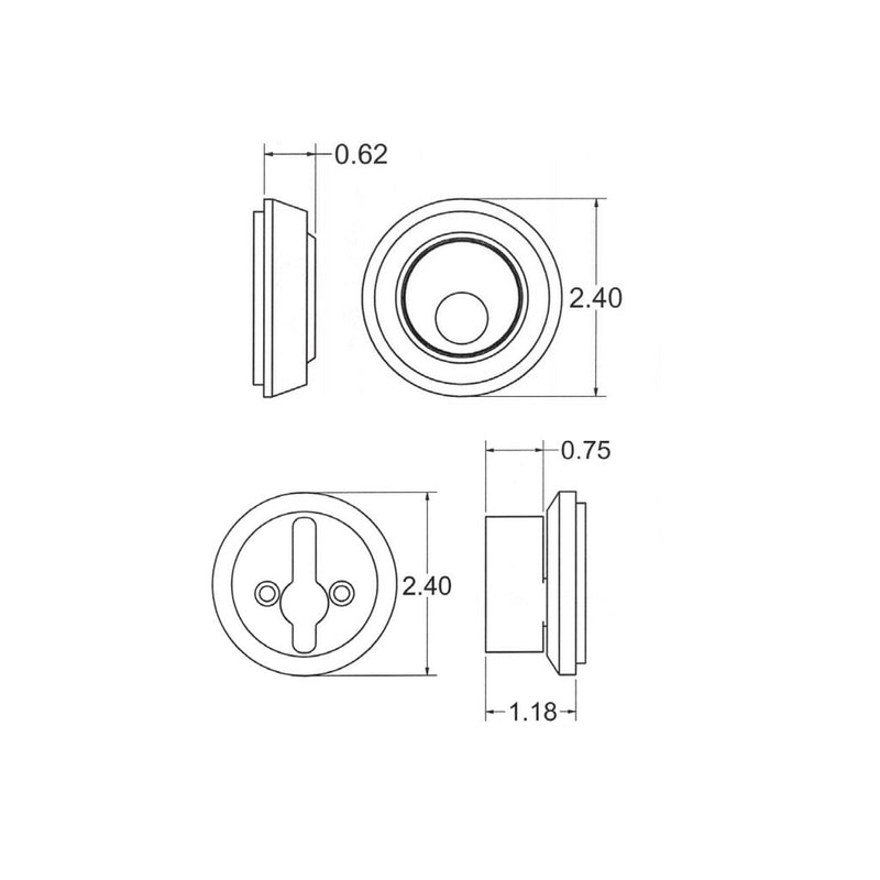 Round Single Cylinder Deadbolt - Door Mount - 2" Stainless Steel/Brushed Stainless Steel
