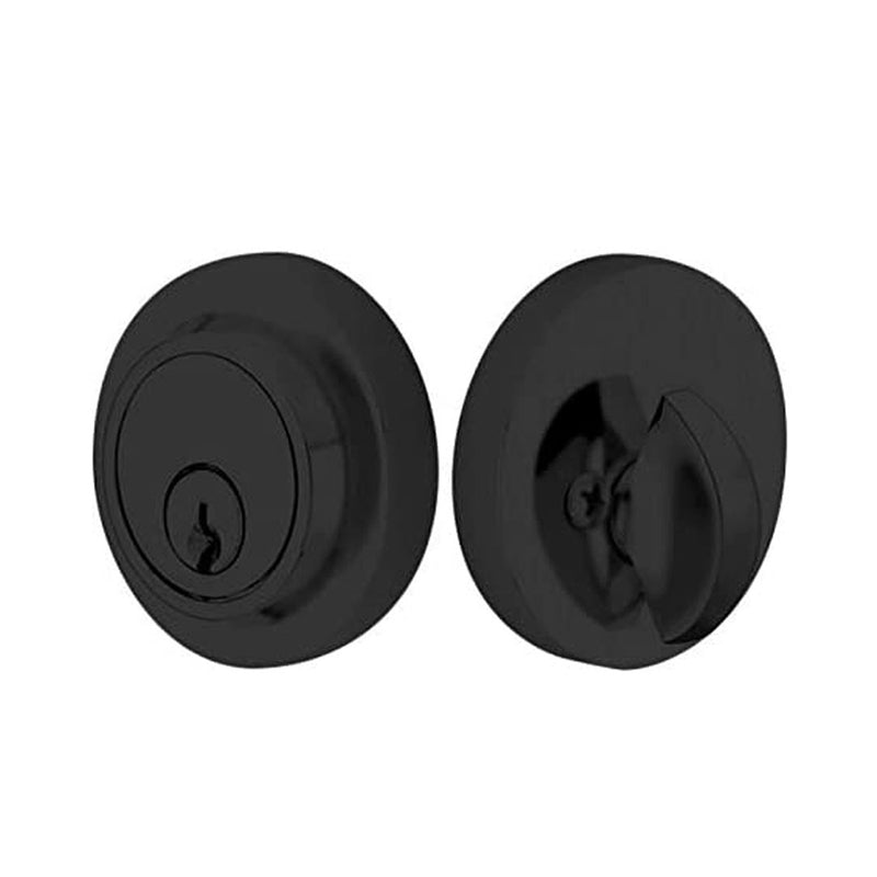Modern Round Single Cylinder Deadbolt - Door Mount - 2" Brass/Flat Black