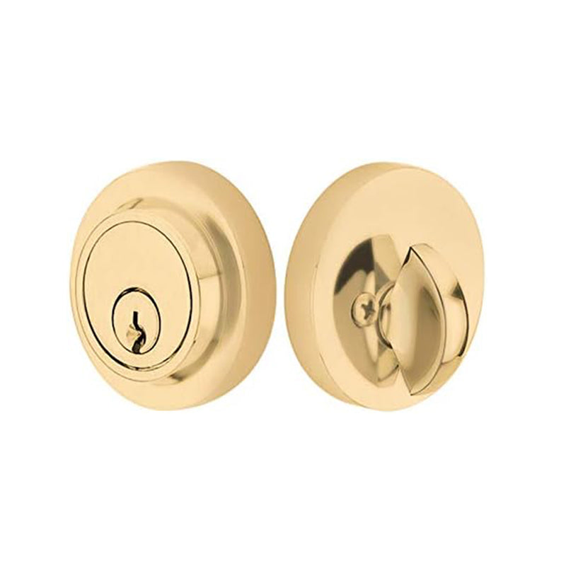 Modern Round Single Cylinder Deadbolt - Door Mount - 2" Brass/Satin Brass